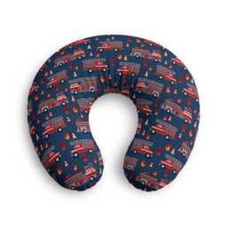 Firetruck Pattern Nursing Pillow Cover - Navy Red Fire Engine Print - thumbnail 2