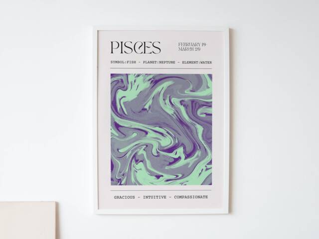 Pisces Zodiac Print - Astrology Star Sign Poster Gifts For Her - image 1