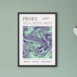 Pisces Zodiac Print - Astrology Star Sign Poster Gifts For Her - thumbnail 2
