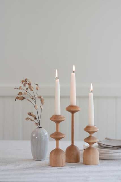 Handturned Wood Candlestick Set Of Three Scandinavian Minimalist Candle Holders Gisele Collection - image 1