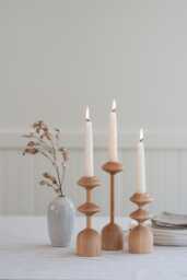 Handturned Wood Candlestick Set Of Three Scandinavian Minimalist Candle Holders Gisele Collection
