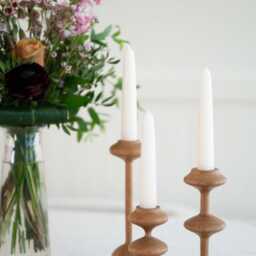 Handturned Wood Candlestick Set Of Three Scandinavian Minimalist Candle Holders Gisele Collection - thumbnail 3
