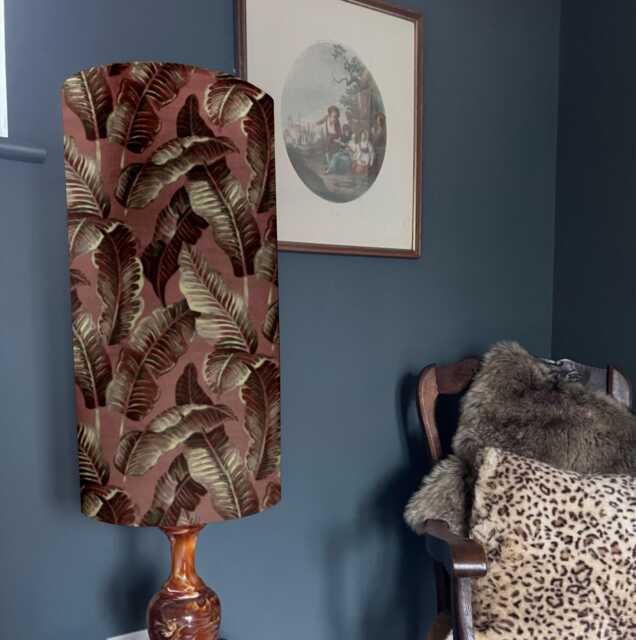 Nicobar Palm Leaf Velvet Lampshade - Extra Tall Cylinder - image 1
