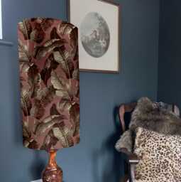Nicobar Palm Leaf Velvet Lampshade - Extra Tall Cylinder - thumbnail 1