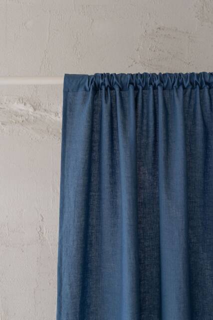 Cornflower Blue Linen Curtain, Natural Medium Weight Curtain in Various Sizes, Handmade Custom Drapes, Rod Pocket Curtain - image 1