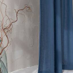 Cornflower Blue Linen Curtain, Natural Medium Weight Curtain in Various Sizes, Handmade Custom Drapes, Rod Pocket Curtain - thumbnail 3