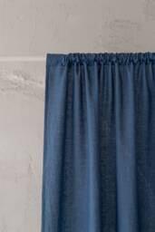 Cornflower Blue Linen Curtain, Natural Medium Weight Curtain in Various Sizes, Handmade Custom Drapes, Rod Pocket Curtain