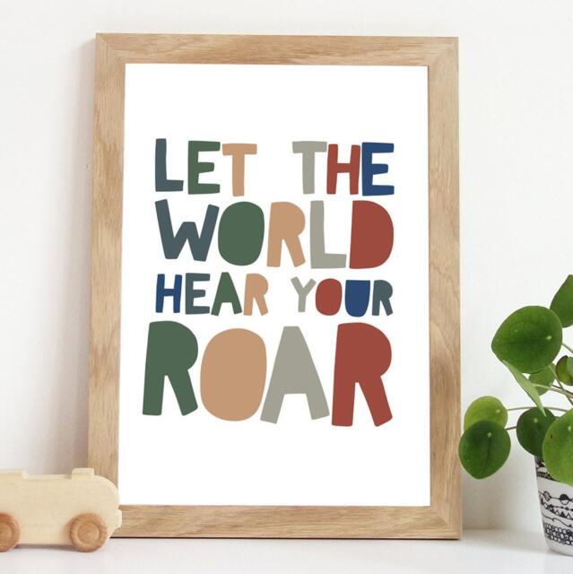 Let The World Hear Your Roar Print, Boys Nursery Bedroom Decor, Dinosaur Prints, Wall Art, Poster - image 1