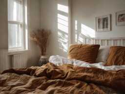 Ginger Linen Bedding Set Rustic Duvet Cover & 2 Pillowcases Soft Medium Weight Bedding, Stonewashed Comfort - thumbnail 1