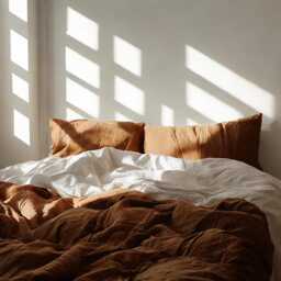 Ginger Linen Bedding Set Rustic Duvet Cover & 2 Pillowcases Soft Medium Weight Bedding, Stonewashed Comfort - thumbnail 3