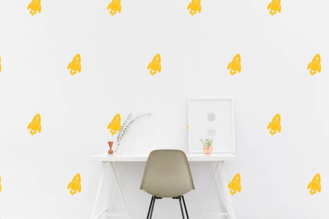 Rocket Wall Decal Kids Room Space Ship Wall Sticker, Nursery, Bedroom Pattern Wallpaper Vinyl Decals Stickers Home Decor - image 1