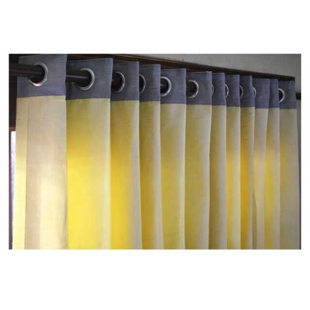 "Yellow & Grey 2 Pcs Pair Curtain Panels 26""x84" - image 1
