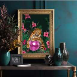 Leopard Disco Ball Print Tropical Jungle Glam Wall Art - thumbnail 2