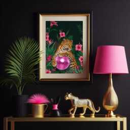 Leopard Disco Ball Print Tropical Jungle Glam Wall Art - thumbnail 3