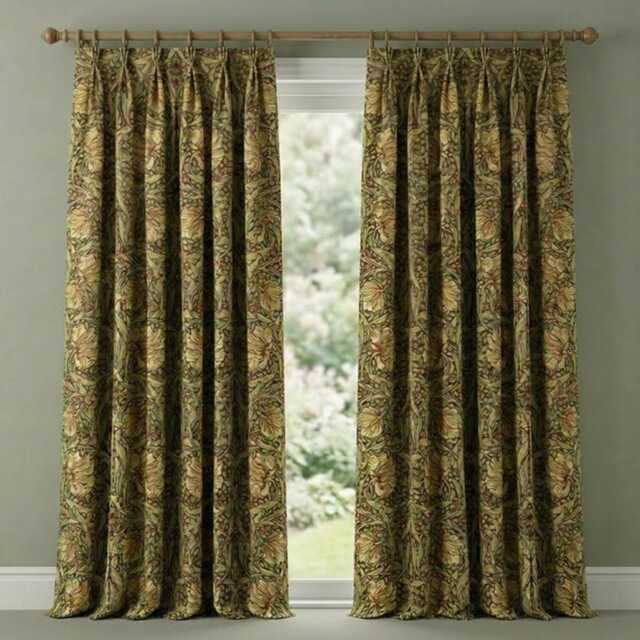 Custom Made William Morris Pimpernel Damson Blackout/Lining Curtains Pinch /Triple Pleat - image 1