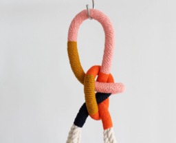 Color Block Macrame Plant Hanger 100% Cotton Rope, Holds 12