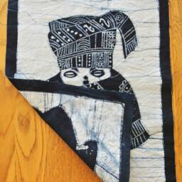 Vintage Batik , Abstract Painting , Tapestry, Table Matt, The Miao Child, Good Luck, Indigo Wall Hanging - thumbnail 3