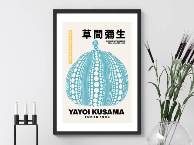 Yayoi Kusama Mushroom Exhibition Iconic Gallery Artist Art - Print Abstract Gift Idea Bespoke Poster A5, A4, A3 Framed Or Unframed - image 1
