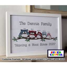 Owl Family Custom Personalised Portrait Handmade Picture Frame Wall Art Framed Print Dad Mum Grandparents Best Friend Birthday Gift - thumbnail 1