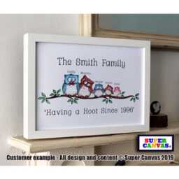 Owl Family Custom Personalised Portrait Handmade Picture Frame Wall Art Framed Print Dad Mum Grandparents Best Friend Birthday Gift - thumbnail 3