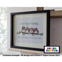 Owl Family Custom Personalised Portrait Handmade Picture Frame Wall Art Framed Print Dad Mum Grandparents Best Friend Birthday Gift - thumbnail 4