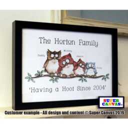Owl Family Custom Personalised Portrait Handmade Picture Frame Wall Art Framed Print Dad Mum Grandparents Best Friend Birthday Gift - thumbnail 2