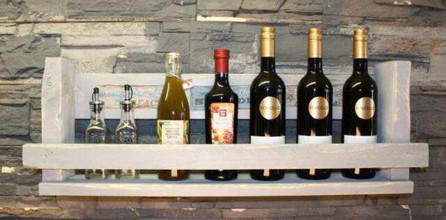 Spice Board Wine Rack 80 cm Grey With Motif Vintage Solid Wood - image 1