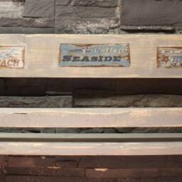 Spice Board Wine Rack 80 cm Grey With Motif Vintage Solid Wood - thumbnail 2