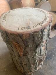Personalised Rustic Wooden Log Stool With Bark, Garden Seating, Fire Pit For Outside Seating
