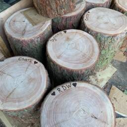 Personalised Rustic Wooden Log Stool With Bark, Garden Seating, Fire Pit For Outside Seating - thumbnail 3