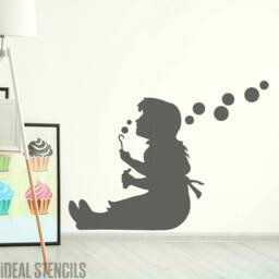 Banksy Girl With Bubbles Wall Stencil Large Urban Art Decor - thumbnail 1