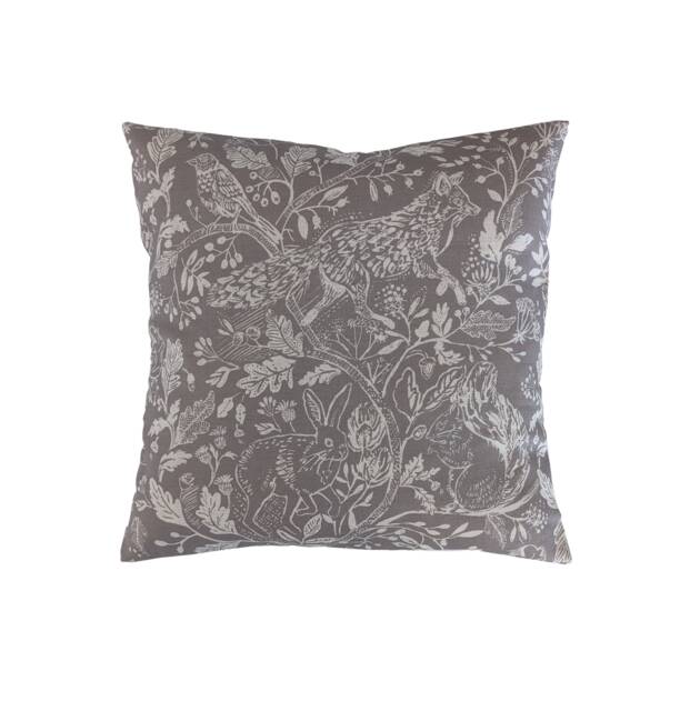 Slate Grey Woodland Animals Cushion Cover, Voyage Maison Fabric - image 1