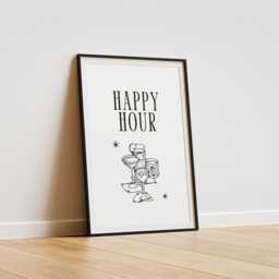 Happy Hour - Text With Stars Poster Home Bar, Modern Decor, Cool Print, Kitchen Wall Art, Cocktail Lover, Happy Art - thumbnail 3
