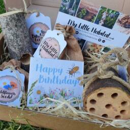 Happy Birthday Birds & The Bees Gift Set With Plantable Card - Eco Friendly Bee Hotel Gardener Wild Flower Seeds Bird Feeder - thumbnail 2