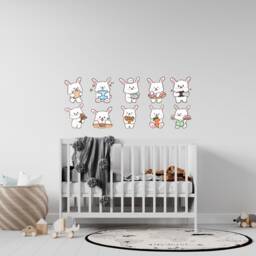 Cute Rabbit Wall Stickers - Nursery Woodland Decal Forest Animals Art For Kids - thumbnail 3
