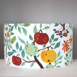 Tree & Flowers Lampshade Scandinavian Fabric, Gold Silver Or White Lining, 30cm To 45cm Diameters, For Lamp Base Ceiling Light Shade - thumbnail 2