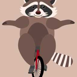 Raccoon Illustration Set, Raccoons On A Unicycle Fun Art, Animals Having Fun, Trash Panda Digital Printable Wall Hanging, Bouquets - thumbnail 4