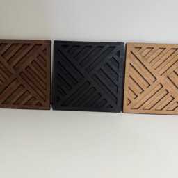 Geometric Wood Wall Art Panels - Modern Boho Decor, Set Of 3 - thumbnail 2