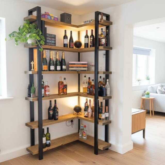 Industrial Rustic Bookcase - Steel Frame, Wood Shelves Sherwood Corner - image 1