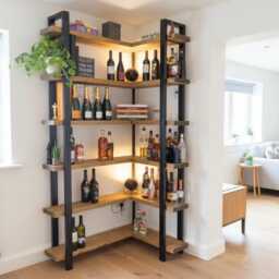 Industrial Rustic Bookcase - Steel Frame, Wood Shelves Sherwood Corner