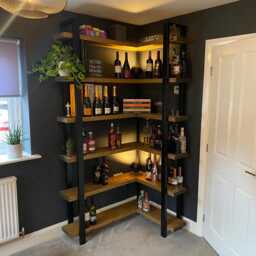 Industrial Rustic Bookcase - Steel Frame, Wood Shelves Sherwood Corner - thumbnail 2