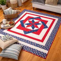 "Patriotic Pinwheel Quilt Pattern - Americana Throw - 66"" X 66" - thumbnail 2