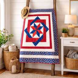 "Patriotic Pinwheel Quilt Pattern - Americana Throw - 66"" X 66" - thumbnail 3