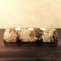 Half Log Birch Wood Candle Holder - thumbnail 3