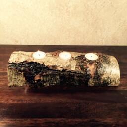Half Log Birch Wood Candle Holder - thumbnail 4