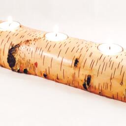 Half Log Birch Wood Candle Holder - thumbnail 2