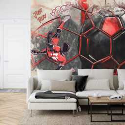 Football Soccer Mural, Boys Room Decor, Peel & Stick Wallpaper - thumbnail 2