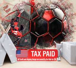 Football Soccer Mural, Boys Room Decor, Peel & Stick Wallpaper - thumbnail 1