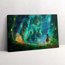 Children in A Fairy Tale Forest Canvas, Wall Art Picture, Turquoise Decoration, Abstraction Canvas - thumbnail 2