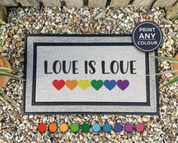 Love Is Rainbow Heart Doormat - Gay Pride Lgbtq Customised Rug Door Mat Customized Welcome New Home Gift - thumbnail 1